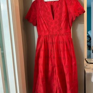 Madewell Red Eyelet Midi Dress New with Tags